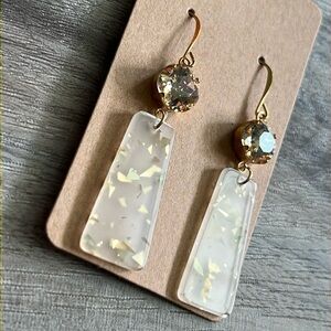 Citrus Topaz & Gold Flake Dangle Earrings